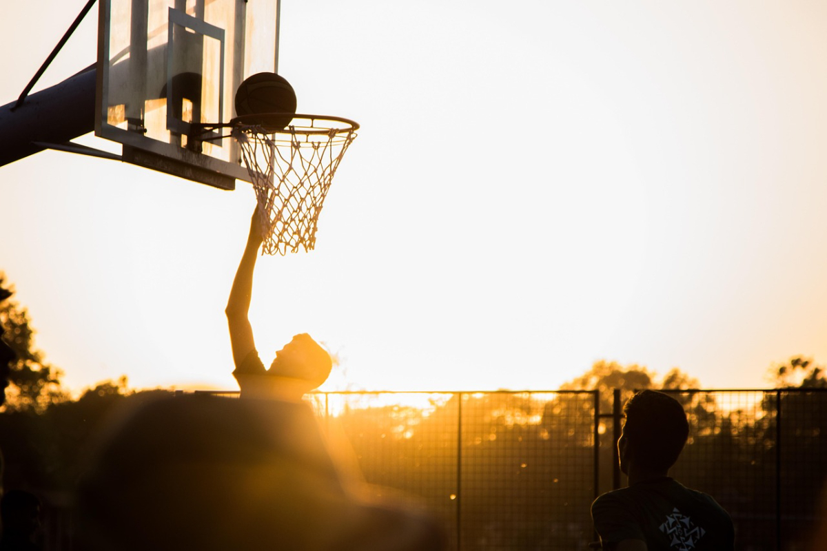 Basketball hoop sunset